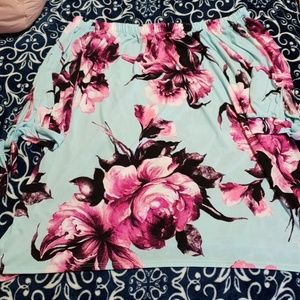 Mint floral off-shoulder top
